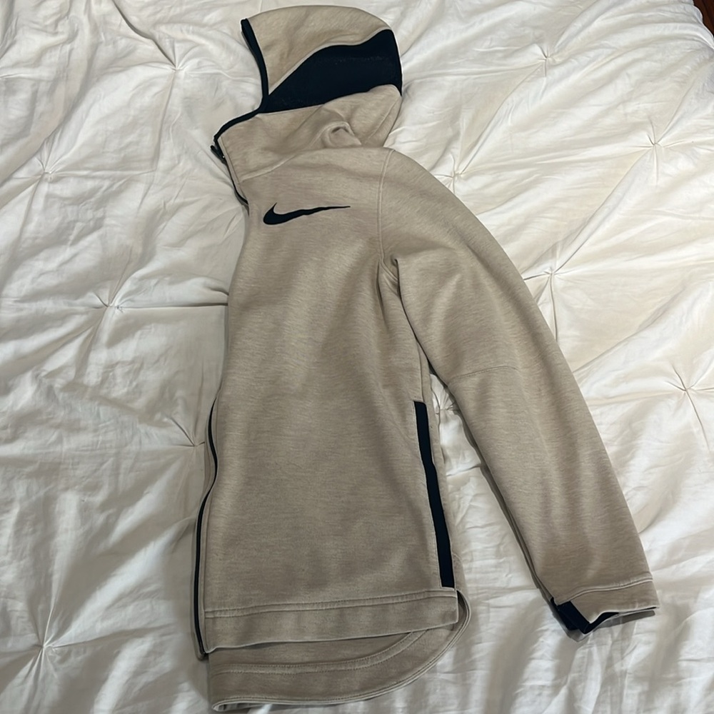 Mens tan Nike tech zip hoodie.